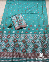 Deep Blue-Green Premium Mix Paat Mekhela Sador – Assamese Set
