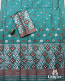 Deep Blue-Green Premium Mix Paat Mekhela Sador – Assamese Set