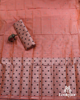 Light Pink Silver Jari Toss Paat Set Mekhela Sador