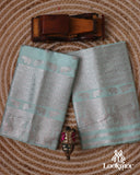 Light Sky Silver Jari Super Semi Paat Set Mekhela Sador