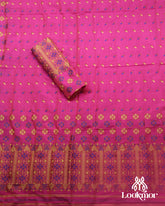 Pink Copper Jari Super Semi Paat Set Mekhela Sador
