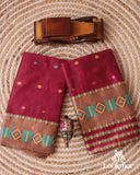 Premium Brown Cotton Set Mekhela Sador with Jura