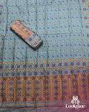 Blue Copper Jari Super Semi Paat Set Mekhela Sador