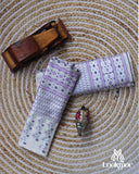 White Silver Jari Premium Semi paat Set Mekhela Sador