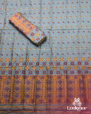 Blue Copper Jari Super Semi Paat Set Mekhela Sador