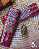 Wine Silver Jari Premium Semi paat Set Mekhela Sador