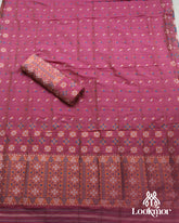 Wine Copper Jari Super Semi Paat Set Mekhela Sador