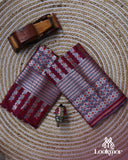 Wine Silver Jari Premium Semi paat Set Mekhela Sador