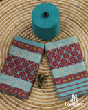 Premium Cyan Cotton Kesapaat Set Mekhela Sador with Jura