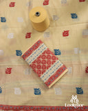 Premium Yellow Cotton Kesapaat Set Mekhela Sador with Jura