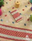 Premium Yellow Cotton Kesapaat Set Mekhela Sador with Jura