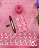 Premium Pink Cotton Kesapaat Set Mekhela Sador with Jura