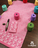 Premium Pink Cotton Kesapaat Set Mekhela Sador with Jura