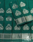 Chic Cyan Green Super Semi Pat Mekhela Sador with Subtle Shine and Grace