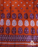 Fiery Orange Semi Pat Mekhela Sador with Vibrant Festive Spirit