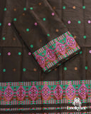 Dark Brown Gorgeous Toss Paat Set Mekhela Sador