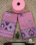 Blush Pink Cotton Kesapaat Mekhela Sador with Floral Thread Embroidery and Embellished Jura