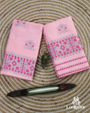 Delicate Pink Cotton Kesapaat Mekhela Sador Set in Floral Motif with Graceful Jura Pairing