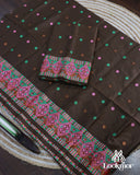 Dark Brown Gorgeous Toss Paat Set Mekhela Sador
