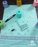 Trendy Cyan Cotton Kesapaat Set Mekhela Sador in Contemporary Weave with Matching Jura