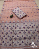 Peach-Pink Toss Paat Set Mekhela Sador