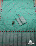 Sky-Blue Premium Semi paat Set Mekhela Sador