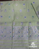 Radiant Yellow Cotton Kesapaat Mekhela Sador in Floral Motif with Graceful Jura Pairing