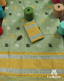 Premium Green Cotton Kesapaat Set Mekhela Sador with Jura