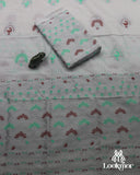 White + Light green Kesapaat Paat Set Mekhela Sador