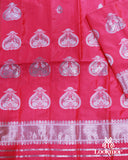 Charming Pink Super Semi Pat Mekhela Sador Set with Elegant Draping