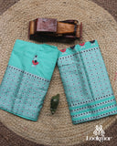 Sky-Blue Premium Semi paat Set Mekhela Sador