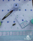 Elegant Light-Blue Cotton Kesapaat Set Mekhela Sador with Matching Jura