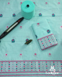 Chic Cyan Cotton Kesapaat Mekhela Sador Ensemble with Coordinated Jura