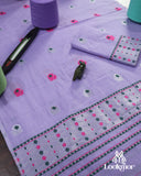 Royal Purple Cotton Kesapaat Traditional Mekhela Sador Set with Designer Jura