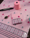 Blush Pink Cotton Kesapaat Mekhela Sador Set with Complementary Jura