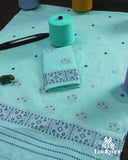 Trendy Cyan Cotton Kesapaat Set Mekhela Sador in Contemporary Weave with Matching Jura