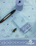 Soothing Light Blue Cotton Kesapaat Woven Mekhela Sador Ensemble with Classic Jura Finish