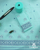 Trendy Cyan Cotton Kesapaat Set Mekhela Sador in Contemporary Weave with Matching Jura