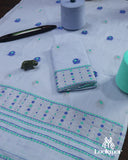 Elegant Light-Blue Cotton Kesapaat Set Mekhela Sador with Matching Jura