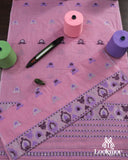 Blush Pink Cotton Kesapaat Mekhela Sador with Floral Thread Embroidery and Embellished Jura