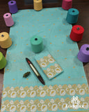 Premium Cyan Cotton Kesapaat Set Mekhela Sador with Jura