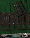 Majestic Dark Green Semi Pat Mekhela Sador with Heritage Vibes