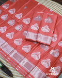 Vibrant Orange Super Semi Pat Mekhela Sador for Festive Occasions