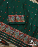 Royal Dark Green Elegant Toss Paat Set Mekhela Sador