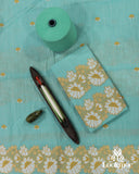 Premium Cyan Cotton Kesapaat Set Mekhela Sador with Jura