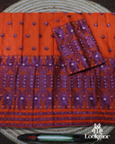 Vibrant Orange Semi Pat Mekhela Sador with Festive Elegance