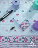 Soft Light Blue Cotton Kesapaat Mekhela Sador Set and Classic Jura