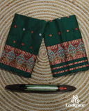 Royal Dark Green Elegant Toss Paat Set Mekhela Sador