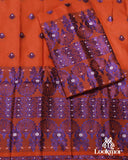 Vibrant Orange Semi Pat Mekhela Sador with Festive Elegance