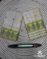 White Soft Charm Toss Paat Set Mekhela Sador